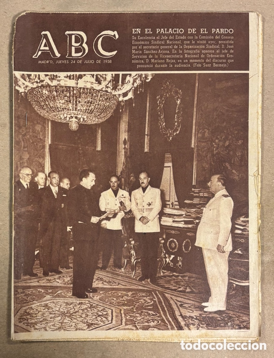 Coleccionismo de revistas y peri&oacute;dicos: ABC (24 JULIO 1958) AUDIENCIA PALACIO DE EL PARDO, HUSSEIN I, YOUNG MARTIN VENCE ROBERT POLLAZON,..