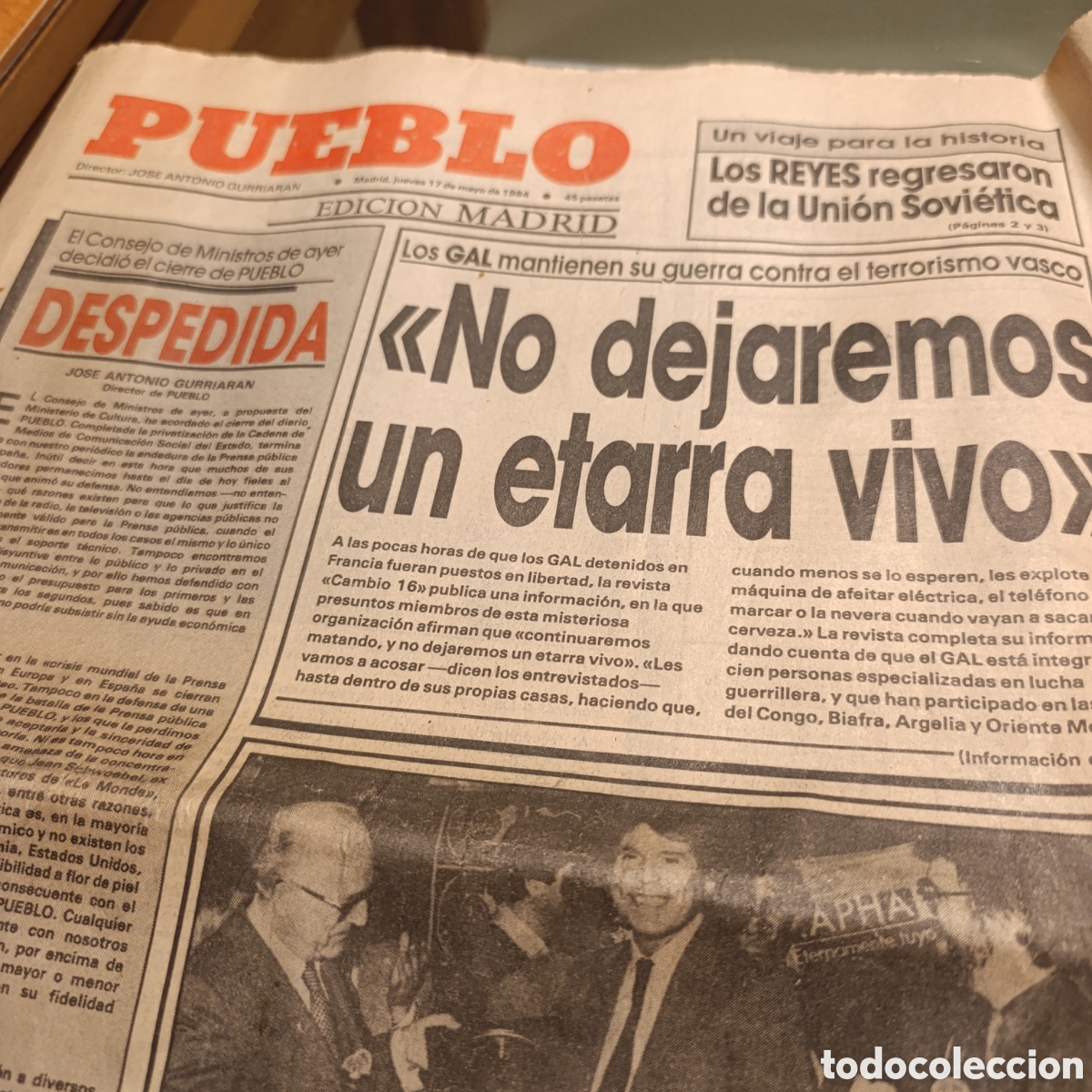 Coleccionismo de revistas y peri&oacute;dicos: &Uacute;ltimo N&uacute;mero Diario Pueblo (17 Mayo 1984) - Edici&oacute;n Hist&oacute;rica de Despedida