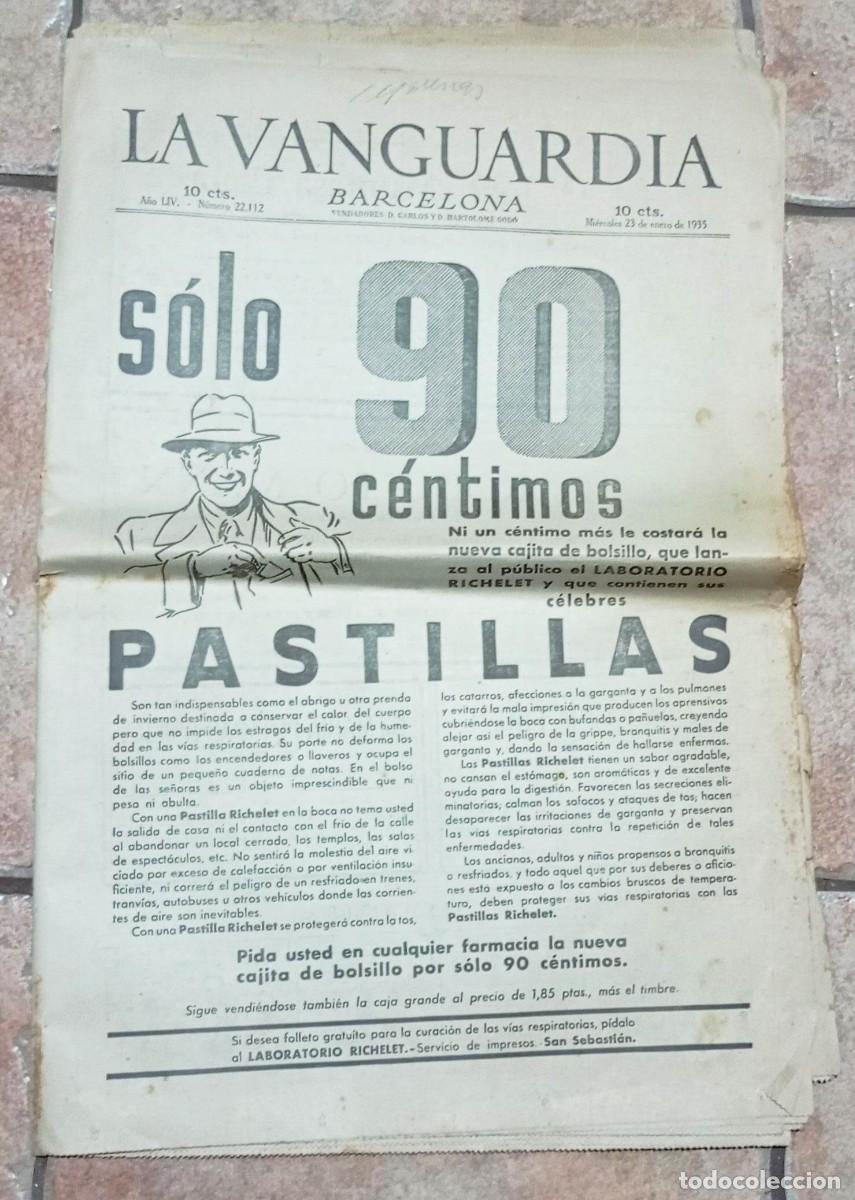 Coleccionismo de revistas y peri&oacute;dicos: LA VANGUARDIA PERIODICO 23 ENERO 1935 TIRA AVENTURAS DEL RATON MIGUELIN ( MICKEY MOUSE )