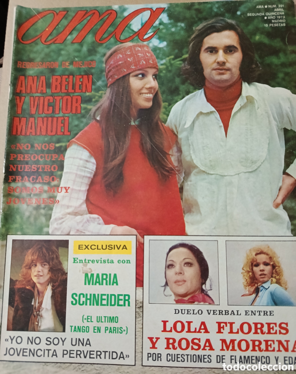 Coleccionismo de revistas y peri&oacute;dicos: Ana Bel&eacute;n y V&iacute;ctor Manuel revista Ama editada en Espa&ntilde;a N⁰321, A&ntilde;o 1973.