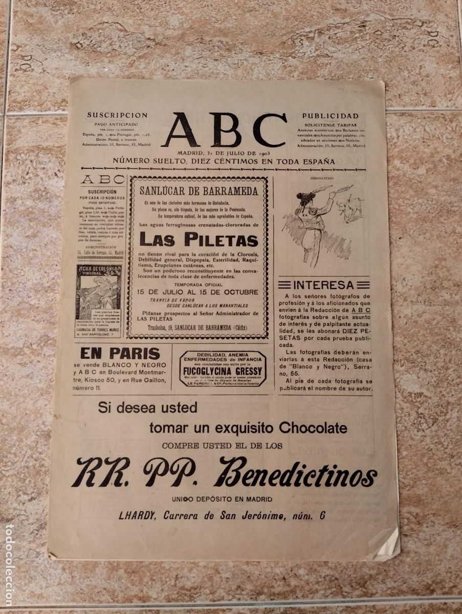 Coleccionismo de revistas y peri&oacute;dicos: PERIODICO.ABC. 1903. MUERTE LEON XIII. FIESTAS DE PEGO Y VALENCIA...