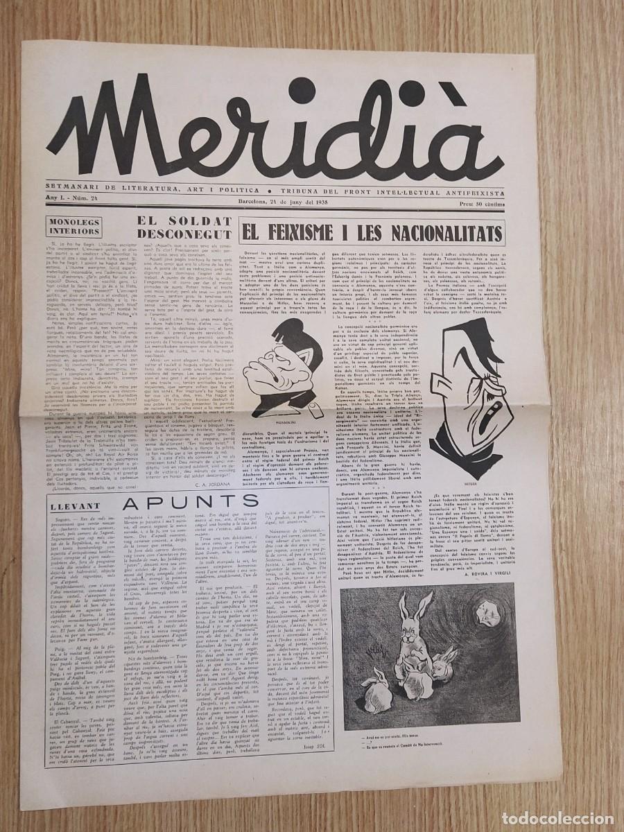 Coleccionismo de revistas y peri&oacute;dicos: GUERRA CIVIL - MERIDIA - ANY 1938 NUM&middot; 24 - FRONT ANTIFEIXISTA - REVISTA ANTI FASCISTA -VER FOTOS