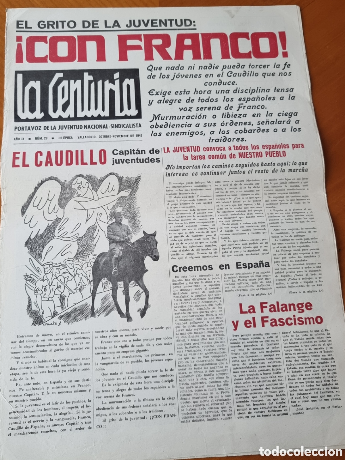 Coleccionismo de revistas y peri&oacute;dicos: La Centuria Guerra Civil peri&oacute;dico muy raro Falange JONS Valladolid ved foto
