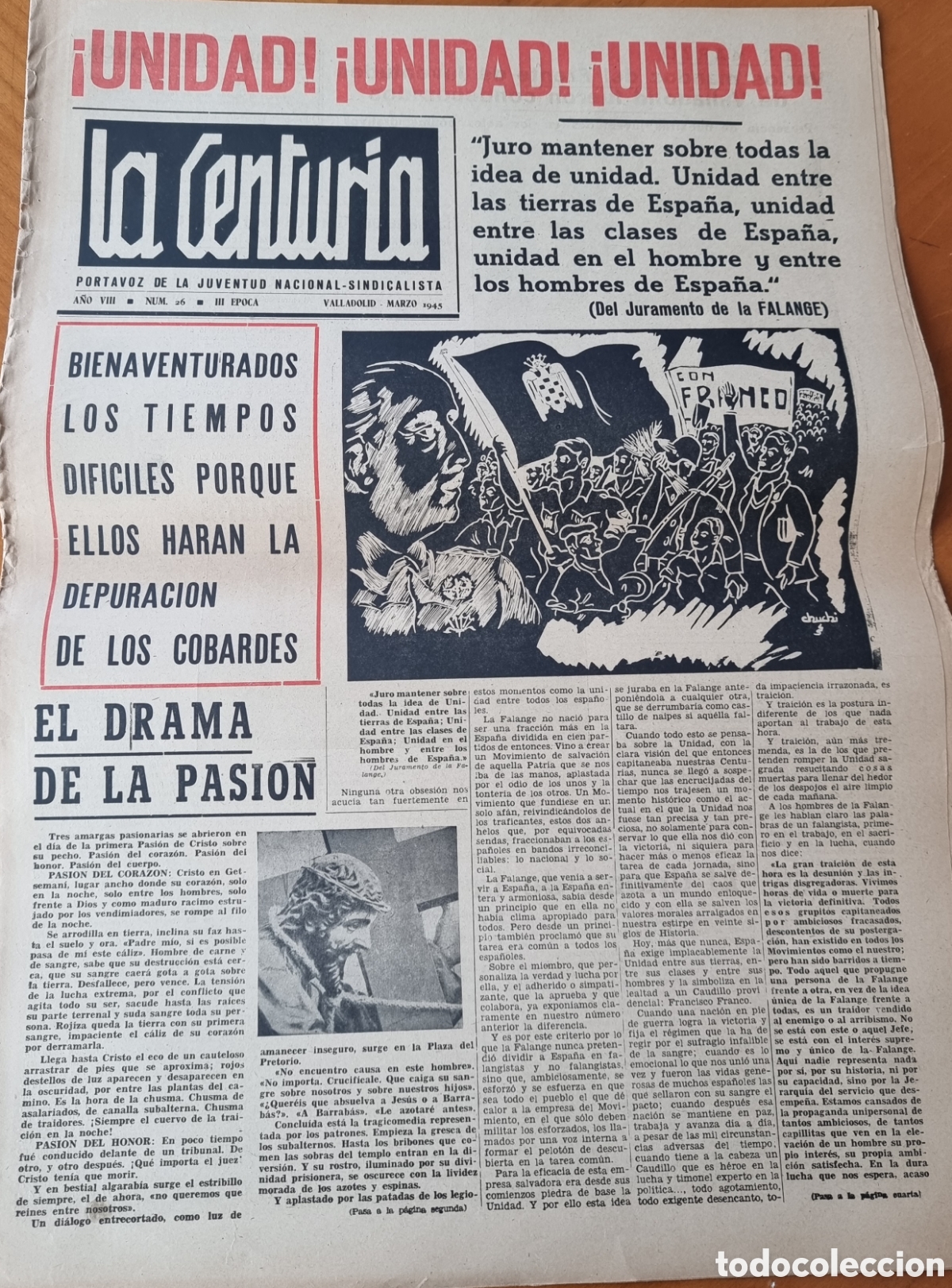 Coleccionismo de revistas y peri&oacute;dicos: La Centuria Falange Espa&ntilde;ola JONS original Guerra Civil Valladolid ved foto
