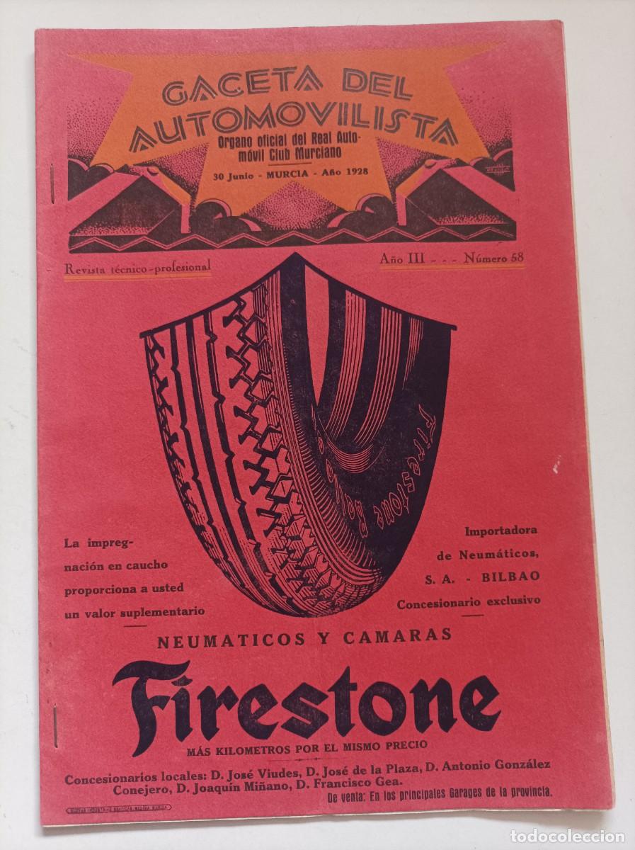 Coleccionismo de revistas y peri&oacute;dicos: Revista - Gaceta del Automovilista. Real Autom&oacute;vil Club Murciano. (A&ntilde;o III, N&uacute;mero 58). Murcia, 1928