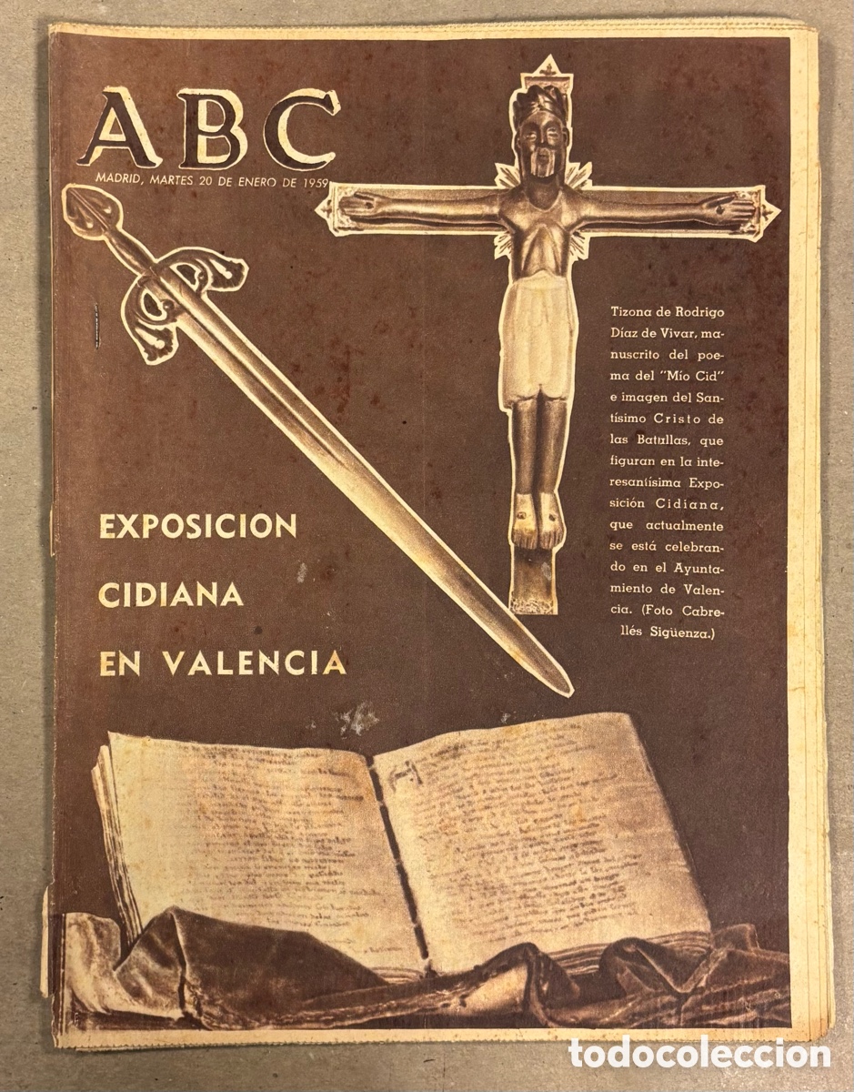 Coleccionismo de revistas y peri&oacute;dicos: ABC (20 ENERO 1959) EXPOSICI&Oacute;N CIDIANO EN VALENCIA, F. FERNAN GOMEZ, MUSEO DE CAZA DEL DUQUE DE ARIO