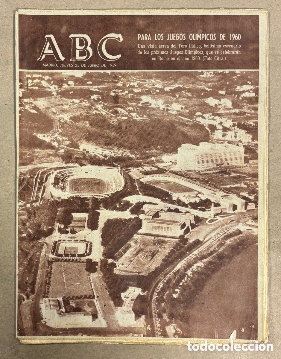 Coleccionismo de revistas y peri&oacute;dicos: ABC (25 JUNIO 1959) FORO IT&Aacute;LICO PARA JUEGOS OL&Iacute;MPICOS ROMA &lsquo;60, ANALIA GADE Y F. FERNAN GOMEZ, PLAY