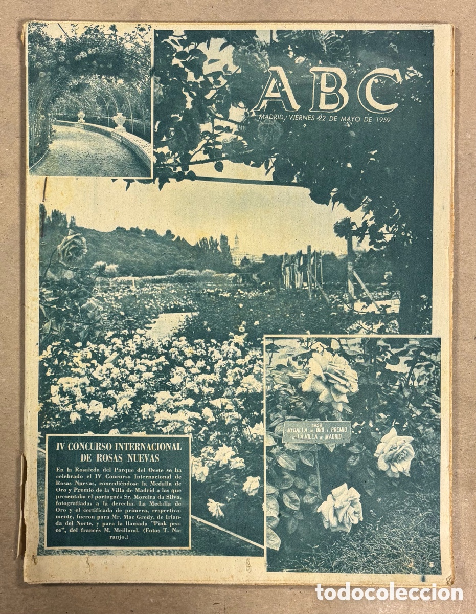 Coleccionismo de revistas y peri&oacute;dicos: ABC (22 MAYO 1959) CONCURSO DE ROSAS NUEVAS, GAINZA DESPEDIDO DEL ATHLETIC, MANIOBRAS MILITARES