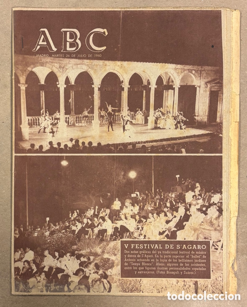 Coleccionismo de revistas y peri&oacute;dicos: ABC (26 JULIO 1960) FESTIVAL BALLET DE S&rsquo;AGARO, FRANCO EN BURGOS, MONUMENTO A FLEMING EN MONTROIG