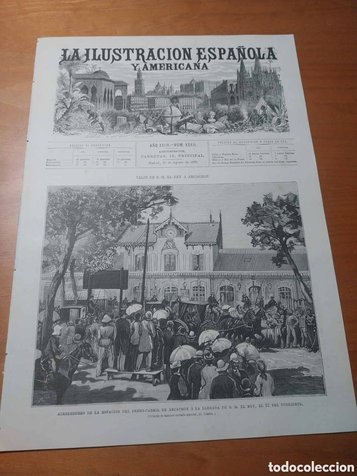 Coleccionismo de revistas y peri&oacute;dicos: REVISTA 1879 VIAJE ALFONSO XII A ARCACHON.FERROL INAUGURACI&Oacute;N DIQUE DE LA CAMPANA.ABANICOS CASA BACH