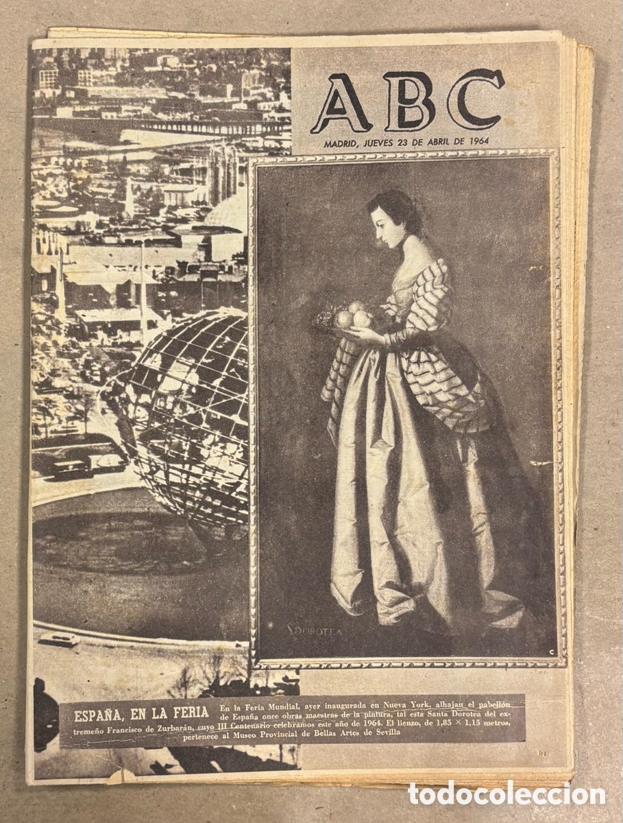 Coleccionismo de revistas y peri&oacute;dicos: ABC (23 ABRIL 1964) ESPA&Ntilde;A FERIA NUEVA YORK, ZURICH 1-2 REAL MADRID COPA EUROPA, OPERACI&Oacute;N ALBOREX-1