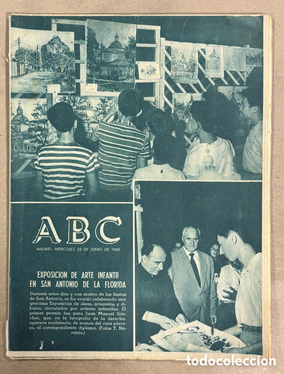 Coleccionismo de revistas y peri&oacute;dicos: ABC (22 JUNIO 1960) EXPOSICI&Oacute;N ARTE INFANTIL EN SAN ANTONIO DE LA FLORIDA, HOGUERAS ALICANTE,