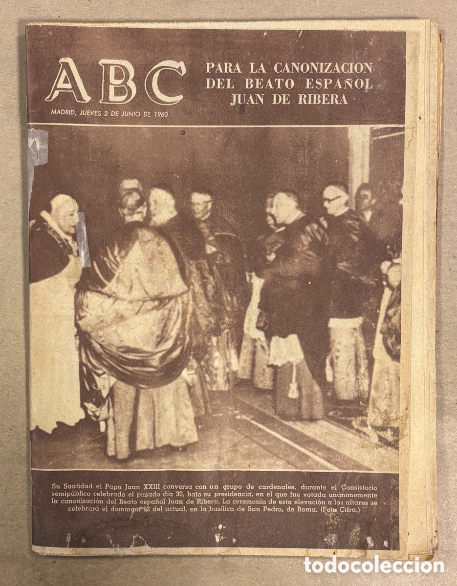 Coleccionismo de revistas y peri&oacute;dicos: ABC (2 JUNIO 1960) CANONIZACI&Oacute;N BEATO JUAN DE RIBERA, OBREROS ASTURIANOS RECORD PERFORACI&Oacute;N T&Uacute;NELES