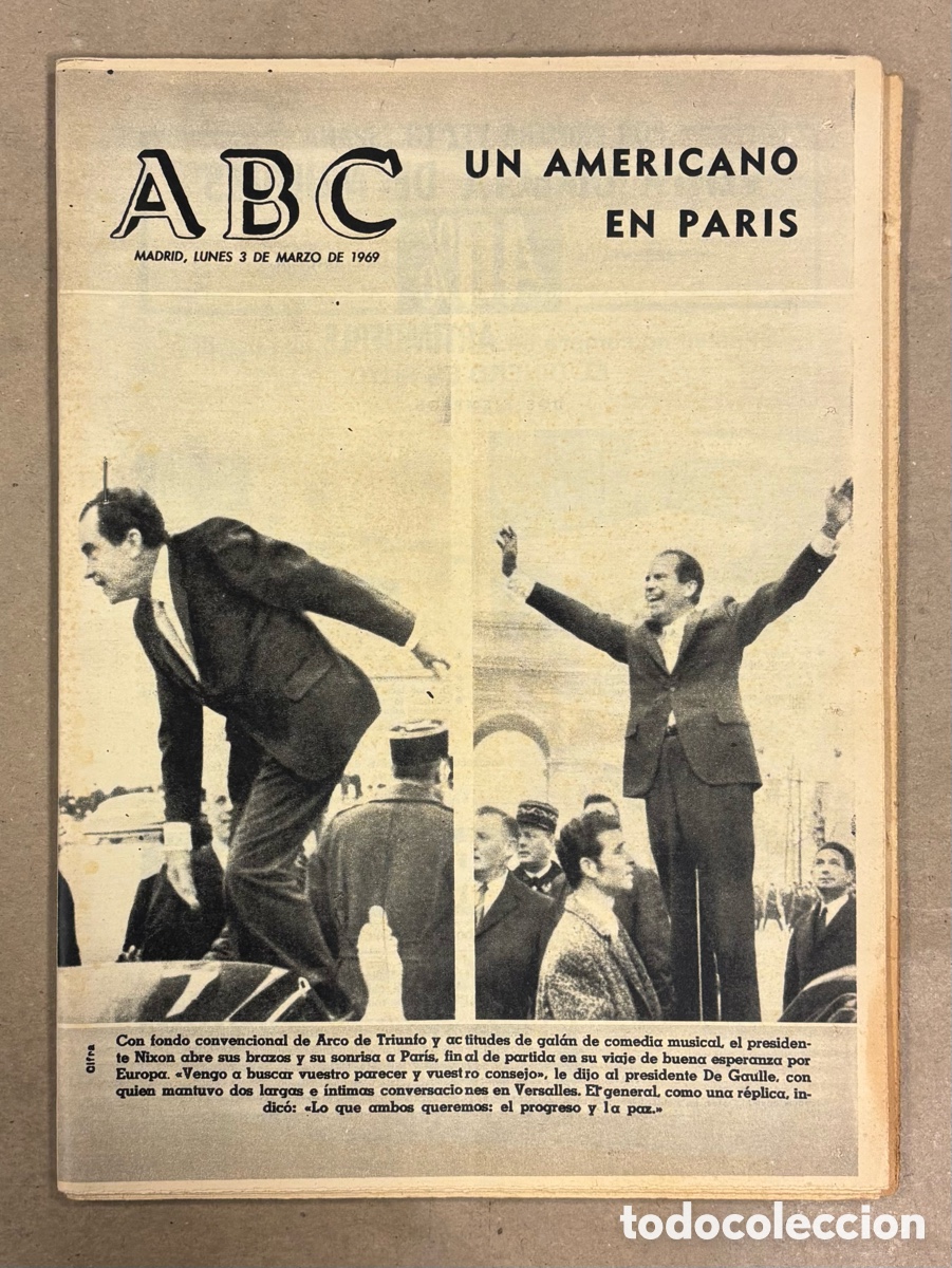 Coleccionismo de revistas y peri&oacute;dicos: ABC (3 MARZO 1969) NIXON EN PAR&Iacute;S, COMUNISTAS BERLIN, M&Aacute;LAGA 0-3 BARCELONA, BARCELONA VENCE AL ATL&Eacute;T