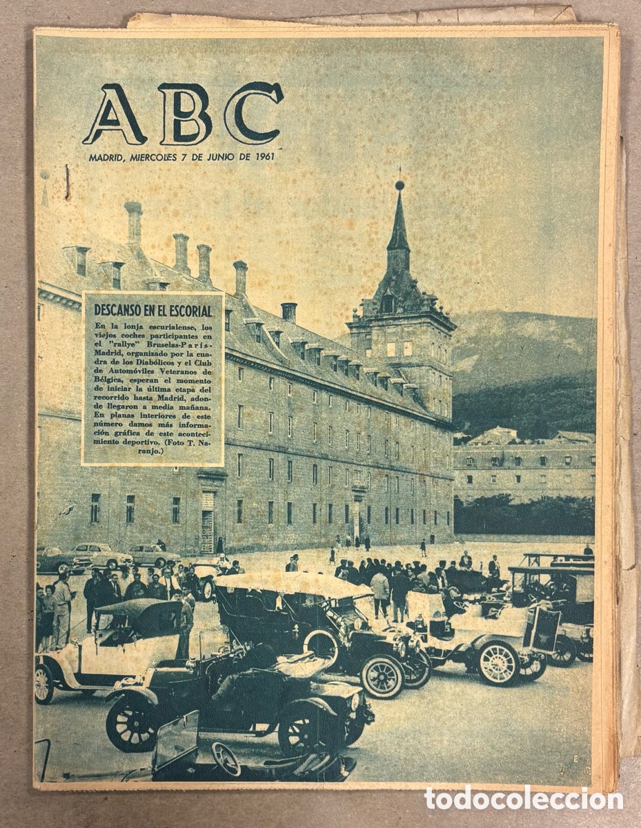 Coleccionismo de revistas y peri&oacute;dicos: ABC (7 JUNIO 1961) RALLYE CL&Aacute;SICOS BRUSELAS - PARIS - MADRID, MARISOL, PORTUGAL - ANGOLA, PATRONA OC