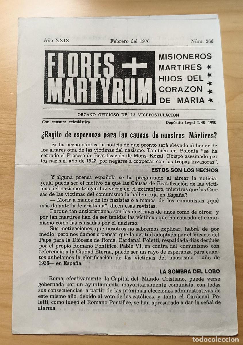 Coleccionismo de revistas y peri&oacute;dicos: Folleto d&iacute;ptico A&ntilde;o XXIX febrero 1976 N&uacute;m 266 - Flores + Martyrum