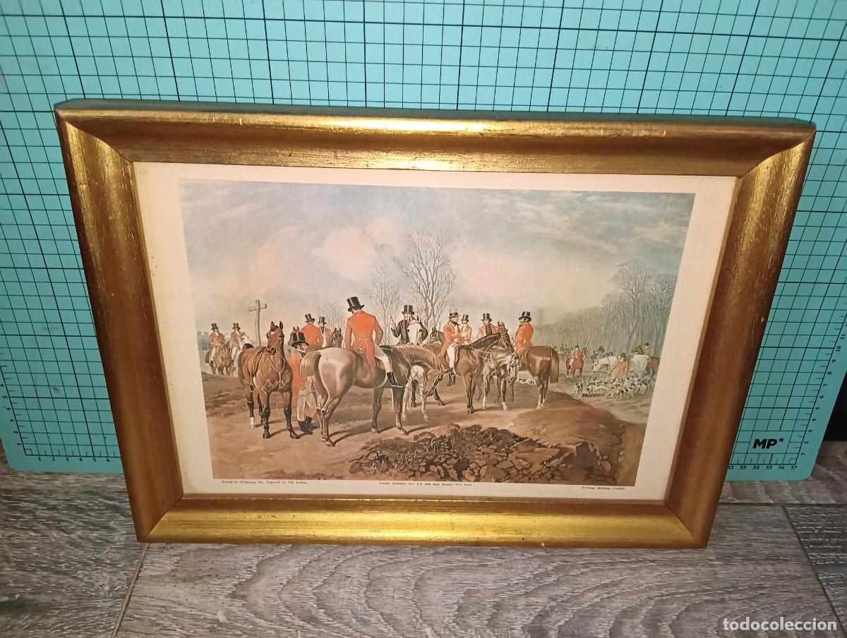 Coleccionismo de revistas y peri&oacute;dicos: L&aacute;mina enmarcada de escena de caza brit&aacute;nica del siglo XIX 1846 J.E. Herring Sen y grabada por T.W.