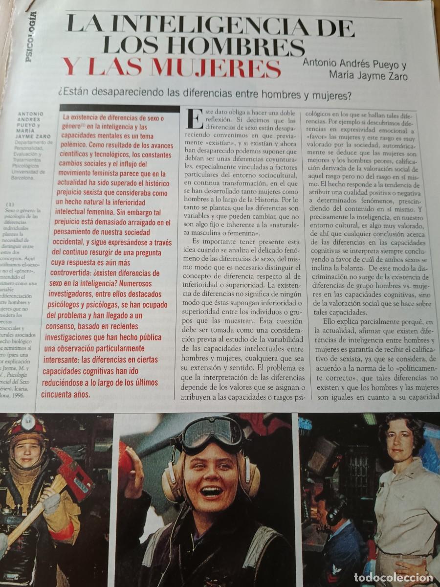Coleccionismo de revistas y peri&oacute;dicos: INTELIGENCIA DE HOMBRES Y MUJERES, DESAPARECEN LAS DIFERENCIAS. 15 P&Aacute;GINAS DE MUNDO CIENT&Iacute;FICO, 1998