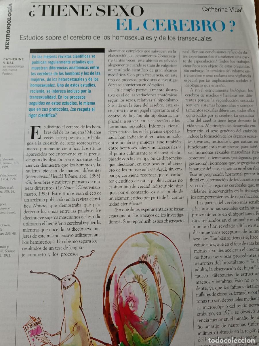 Coleccionismo de revistas y peri&oacute;dicos: ESTUDIOS SOBRE EL CEREBRO DE HOMOSEXUALES Y TRANSEXUALES. ART&Iacute;CULO 2 P&Aacute;GS DE MUNDO CIENT&Iacute;FICO, 1980