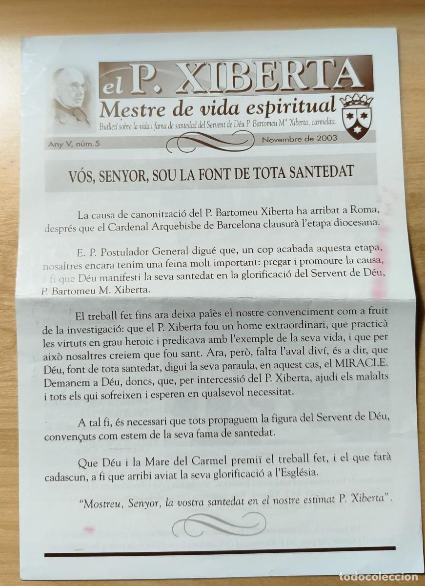 Coleccionismo de revistas y peri&oacute;dicos: Folleto d&iacute;ptico el P. Xiberta - Mestre de vida espiritual - Any V, n&uacute;m 5 , novembre de 2003