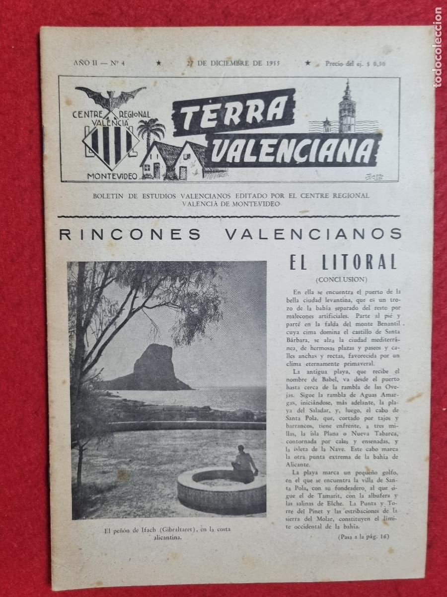 Coleccionismo de revistas y peri&oacute;dicos: REVISTA TERRA VALENCIANA VALENCIA CENTRE CULTURAL MONTEVIDEO URUGUAY 1955 N&ordm; 4 ORIGINAL