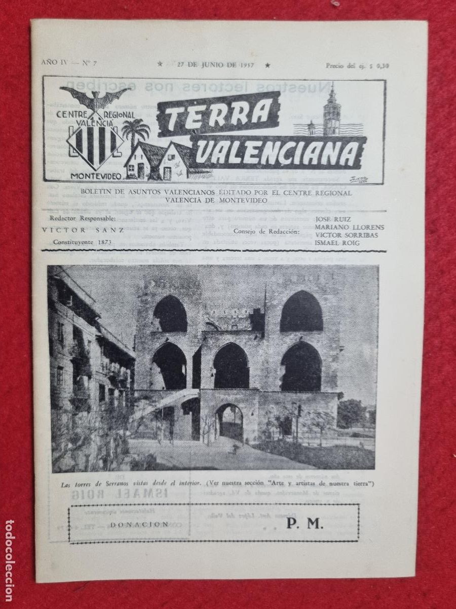 Coleccionismo de revistas y peri&oacute;dicos: REVISTA TERRA VALENCIANA VALENCIA CENTRE CULTURAL MONTEVIDEO URUGUAY 1957 N&ordm; 7 ORIGINAL