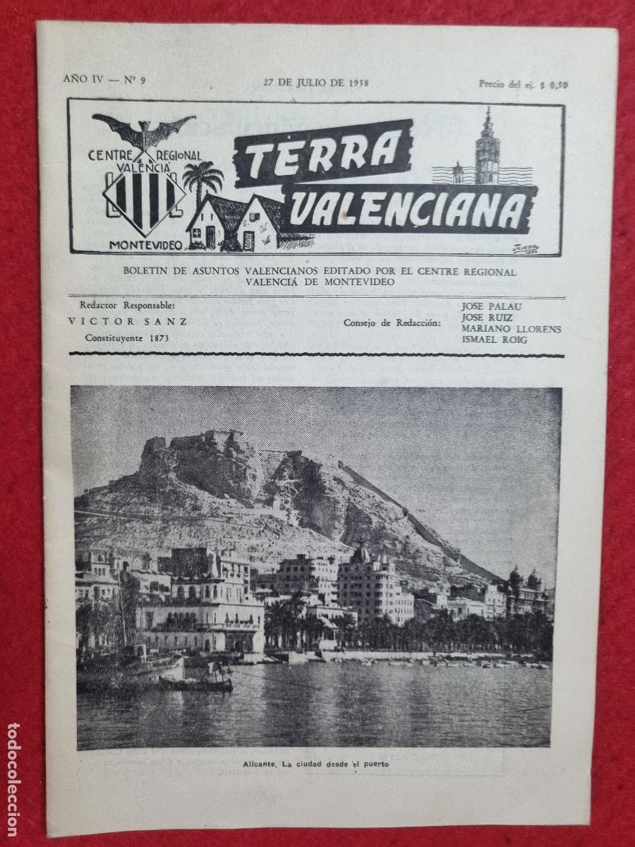 Coleccionismo de revistas y peri&oacute;dicos: REVISTA TERRA VALENCIANA VALENCIA CENTRE CULTURAL MONTEVIDEO URUGUAY 1958 N&ordm; 9 ORIGINAL