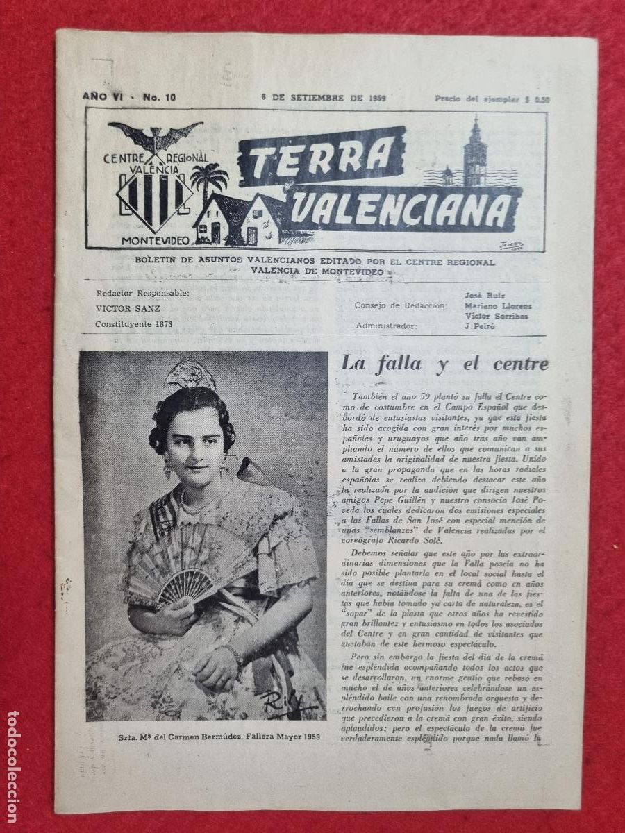Coleccionismo de revistas y peri&oacute;dicos: REVISTA TERRA VALENCIANA VALENCIA CENTRE CULTURAL MONTEVIDEO URUGUAY 1959 N&ordm; 10 ORIGINAL
