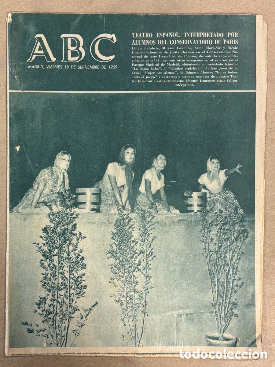 Coleccionismo de revistas y peri&oacute;dicos: ABC (18 SEPTIEMBRE 1959) TEATRO ESPA&Ntilde;OL CONSERVATORIO PAR&Iacute;S, MARIA CALLAS EN BILBAO, MARTOS VILLA RO