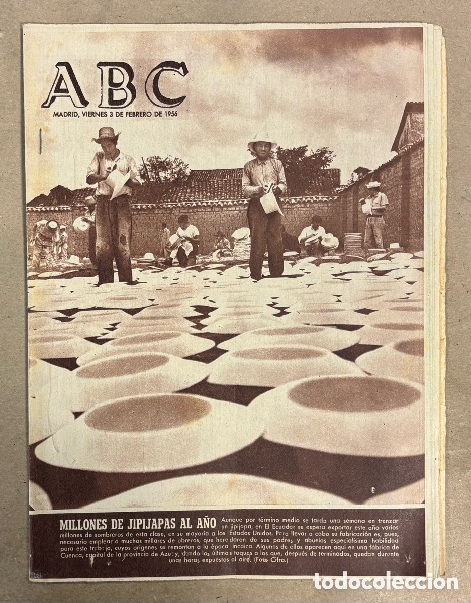 Coleccionismo de revistas y peri&oacute;dicos: ABC (3 FEBRERO 1956) SOMBREROS JIPIJAPAS ECUADOR, NUEVA COOPERATIVA ACEITERA NAVAS DE SAN JUAN,..