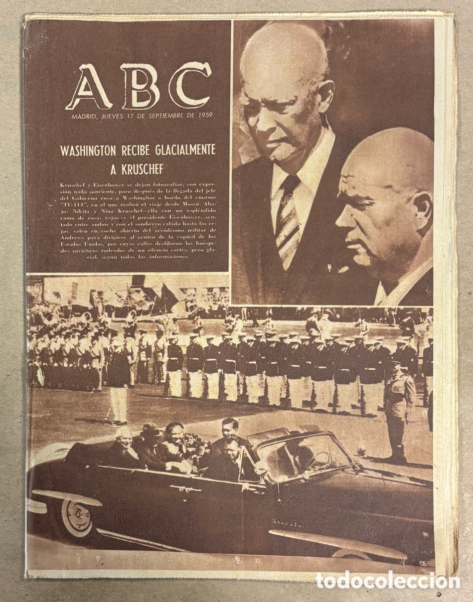 Coleccionismo de revistas y peri&oacute;dicos: ABC (17 SEPTIEMBRE 1959) WASHINGTON RECIBE A KRUSCHEF, PRIMER VINO DE LAS VI&Ntilde;AS DE JEREZ, SAMPDORIA