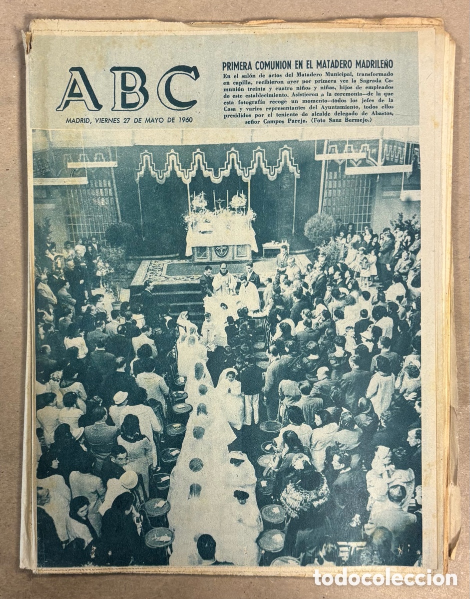 Coleccionismo de revistas y peri&oacute;dicos: ABC (27 MAYO 1960) PRIMERA COMUNICACI&Oacute;N EN MATERO MADRID, BERNAB&Eacute;U PRIMAS JUGADORES FINALISTAS