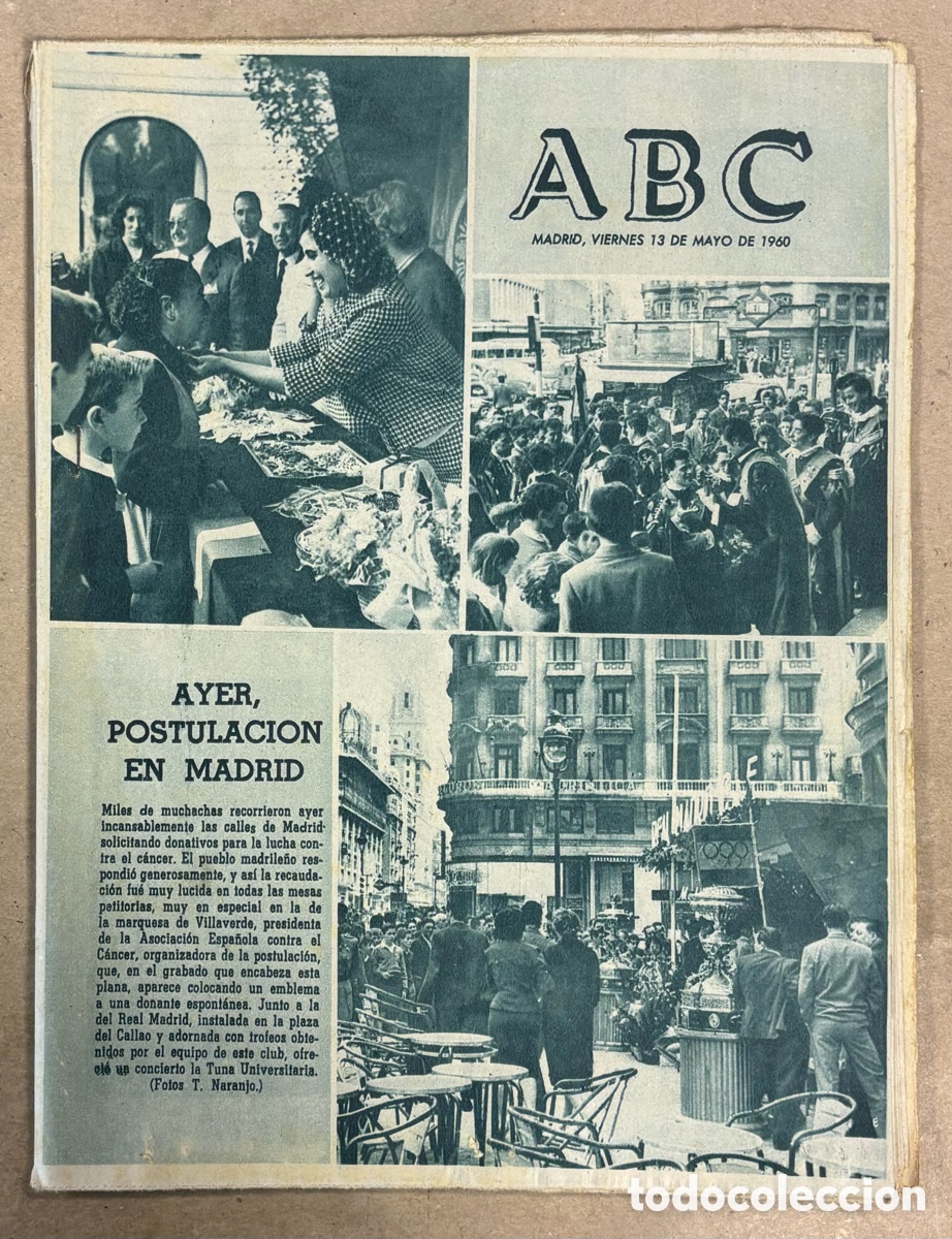 Coleccionismo de revistas y peri&oacute;dicos: ABC (13 MAYO 1960) DONATIVOS LUCHA CONTRA EL CANCER, CASTILLO DE JADRAQUE EN PELIGRO, OSCAR ESPL&Aacute;