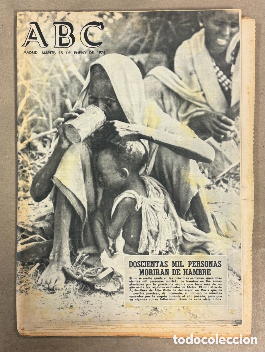 Coleccionismo de revistas y peri&oacute;dicos: ABC (15 ENERO 1974) HAMBRE EN &Aacute;FRICA, BARCO ENCALLADO EN AIXERROTA ALGORTA, CASTELL&Oacute;N 2-0 REAL MADRI