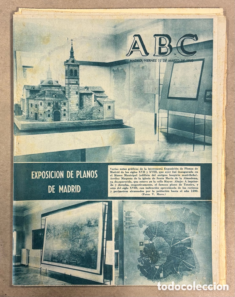 Coleccionismo de revistas y peri&oacute;dicos: ABC (11 MARZO 1960) EXPOSICI&Oacute;N DE PLANOS DE MADRID, ACCIDENTE A&Eacute;REO DE JERES DEL MARQUESADO, CLARK G