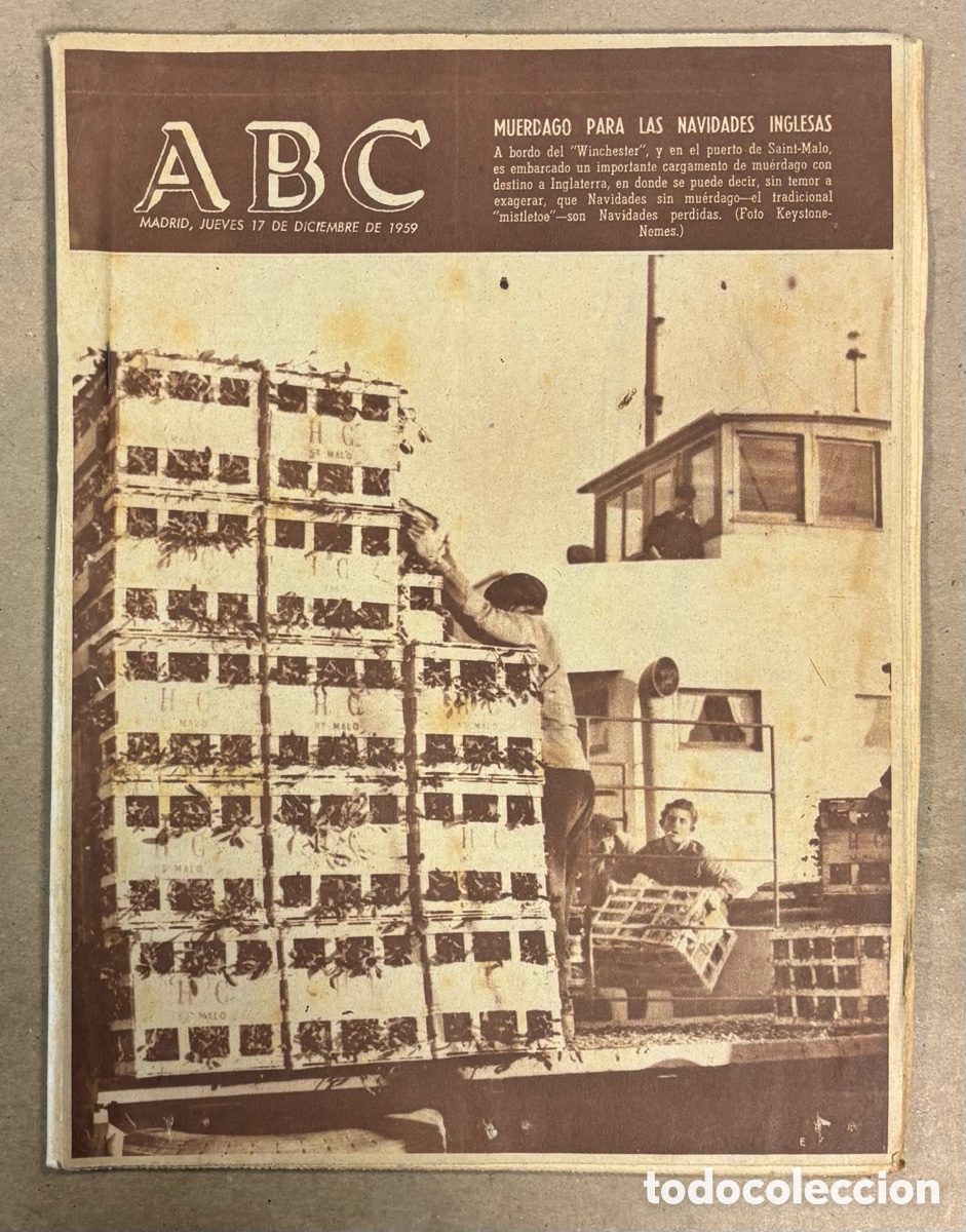 Coleccionismo de revistas y peri&oacute;dicos: ABC (17 DICIEMBRE 1959) MUERDAGO PARA LAS NAVIDADES INGLESAS, FRANCIA 4-3 ESPA&Ntilde;A, CONCHITAS MONTES