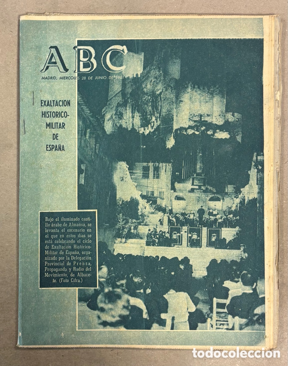 Coleccionismo de revistas y peri&oacute;dicos: ABC (28 JUNIO 1961) EXALTACI&Oacute;N HIST&Oacute;RICO MILITAR DE ESPA&Ntilde;A EN ALMANSA, AVIDESA DE ALCIRA, HITCHCOCK,