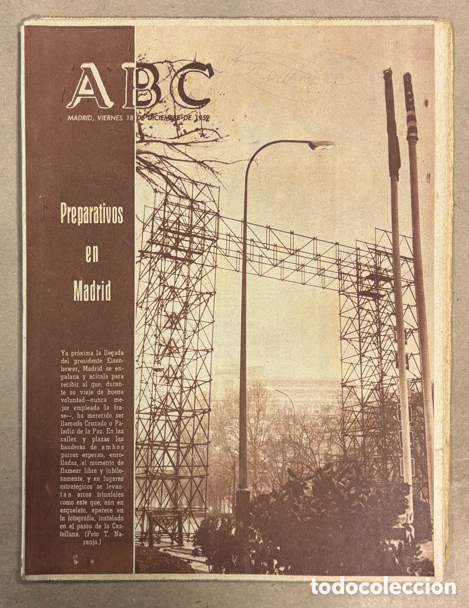 Coleccionismo de revistas y peri&oacute;dicos: ABC (18 DICIEMBRE 1959) PREPARATIVOS EN MADRID VISITA EINSENHOWER, LUCHA POLIOMIELITIS, AURORA BAUTI
