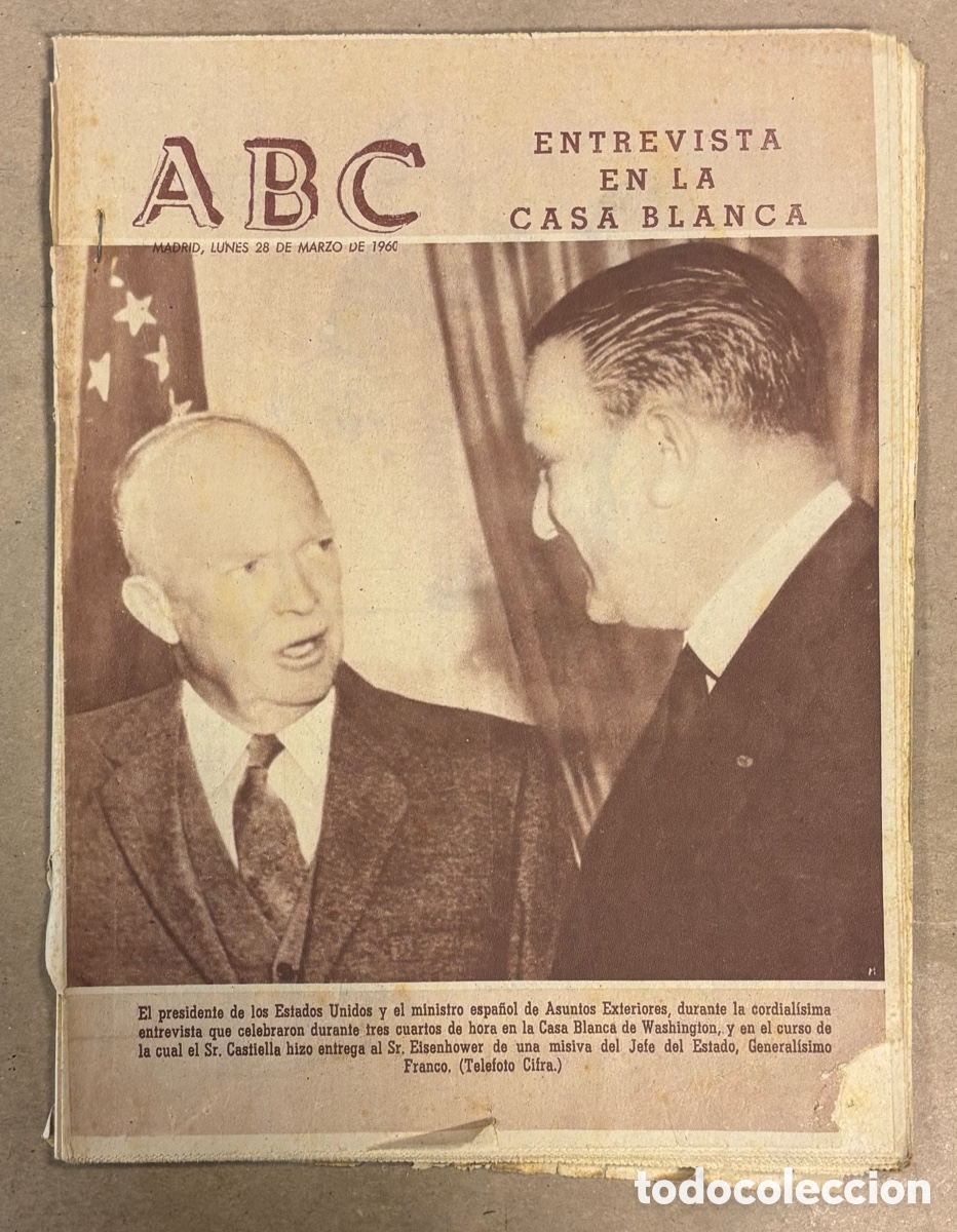 Coleccionismo de revistas y peri&oacute;dicos: ABC (28 MARZO 1960) MINISTRO ESPA&Ntilde;OL CASTIELLA EN LA CASA BLANCA, MUERTE DEL DOCTOR GREGORIO MARA&Ntilde;&Oacute;N