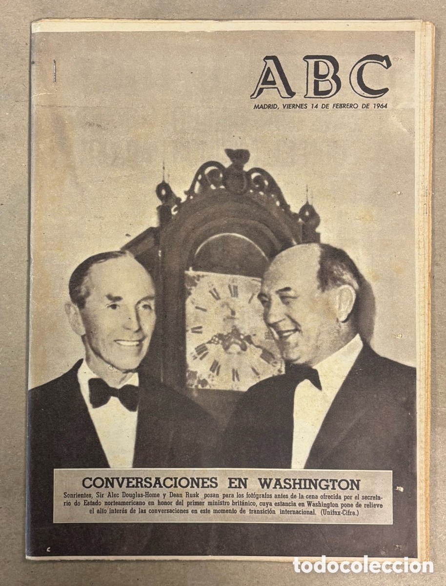 Coleccionismo de revistas y peri&oacute;dicos: ABC (14 FEBRERO 1964) CONVERSACIONES EN WASHINGTON, MILAN 0-2 REAL MADRID COPA DE EUROPA (GENTO),&hellip;