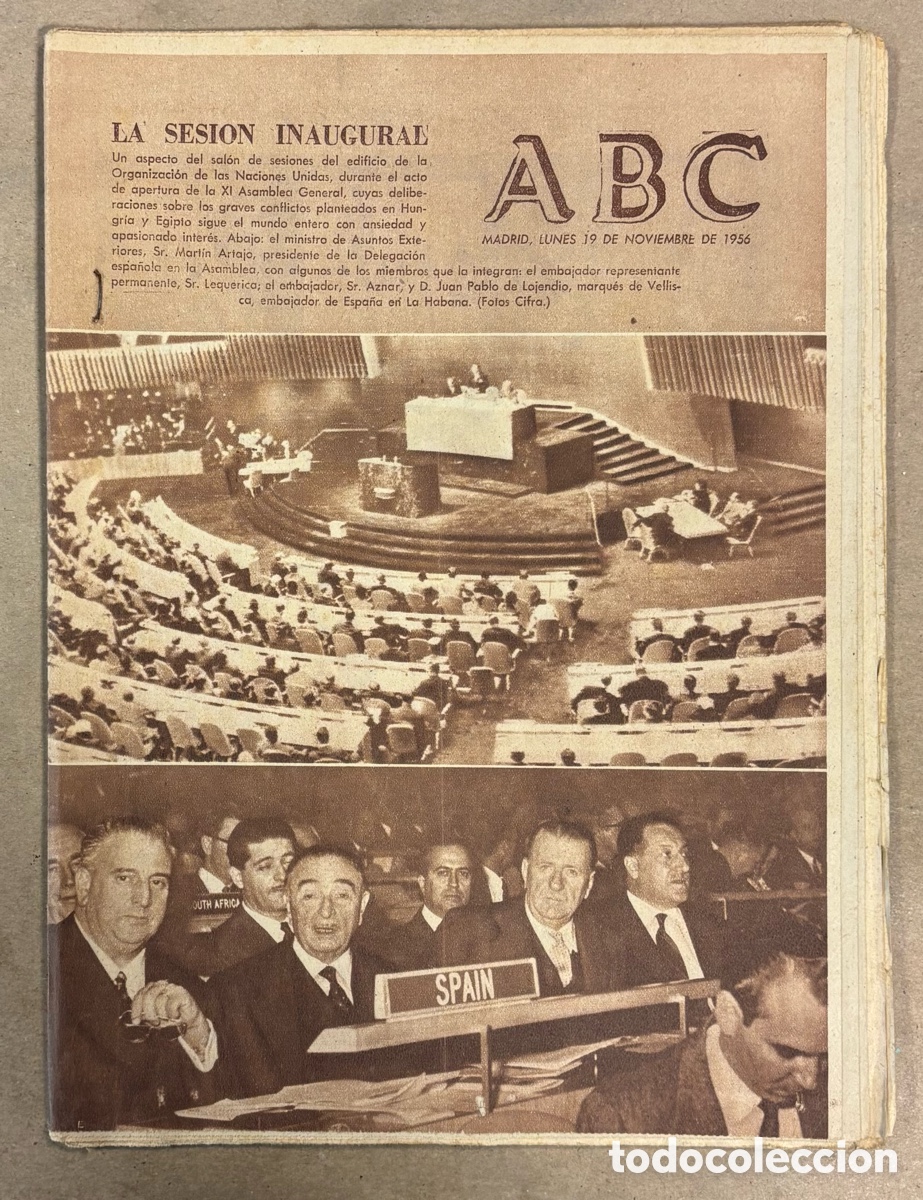 Coleccionismo de revistas y peri&oacute;dicos: ABC (19 NOVIEMBRE 1956) ASAMBLEA GENERAL DE LA ONU, EL ARTE DE JOAQU&Iacute;N SUNYER&hellip;..