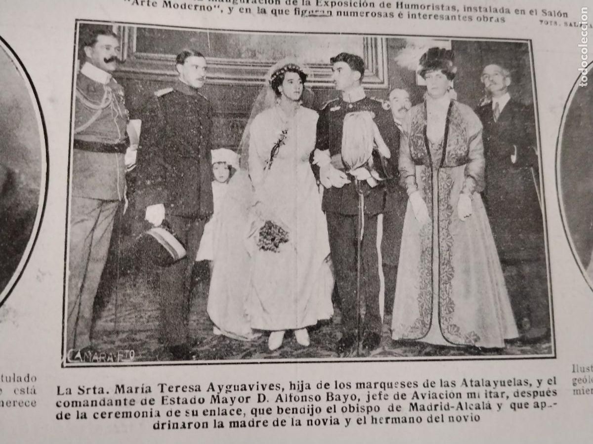 Coleccionismo de revistas y peri&oacute;dicos: BODA MARIA TERESA AYGUAVIVES HIJA MARQUESES ATALAYUELAS CON ALFONSO BAYO REVISTA A&Ntilde;O 1915 A&Ntilde;O 1906
