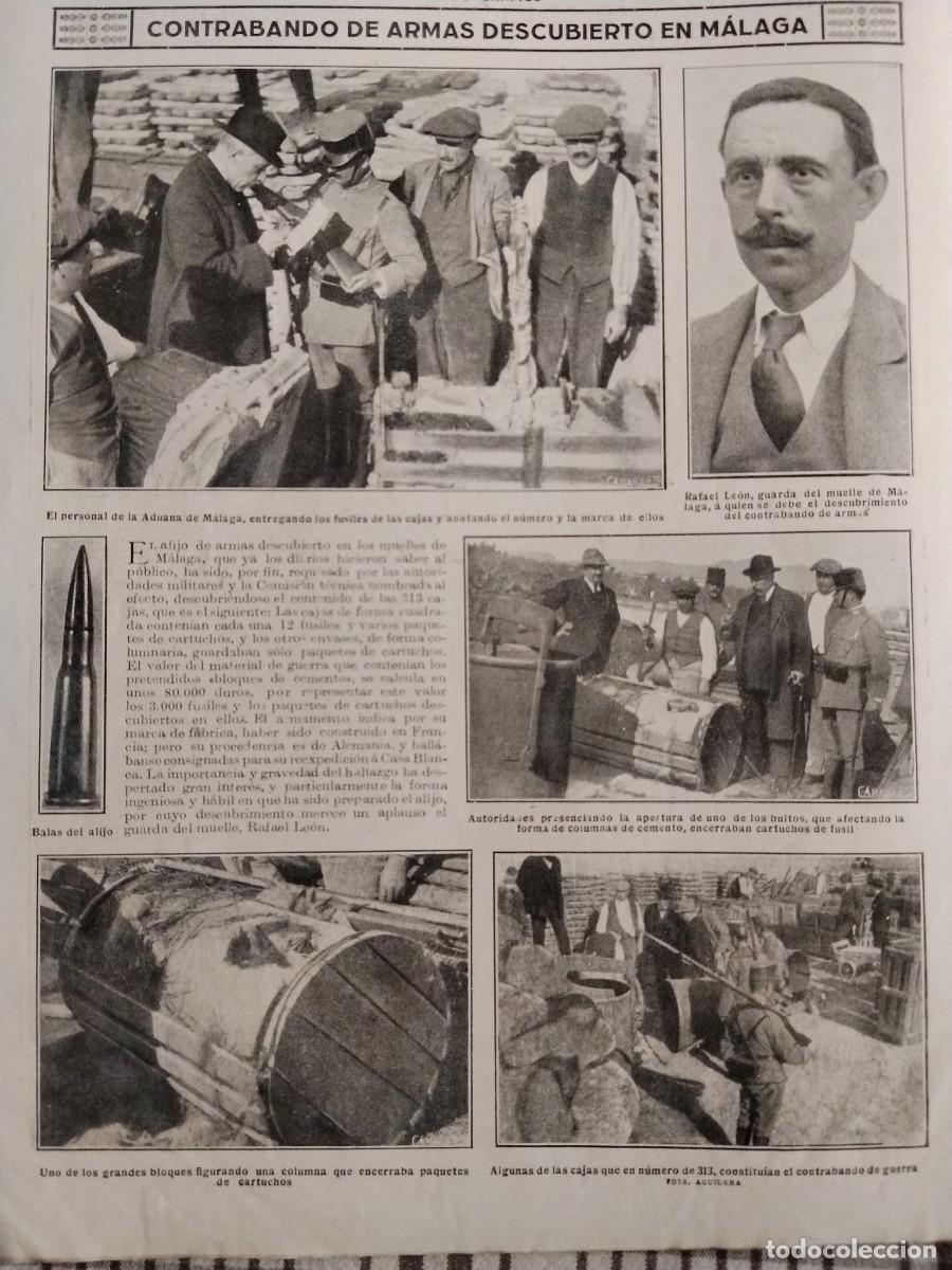 Coleccionismo de revistas y peri&oacute;dicos: CONTRABANDO ARMAS MUELLES MALAGA FUSILES BALAS CARTUCHOS ADUANA FEMINISMO REVISTA A&Ntilde;O 1916