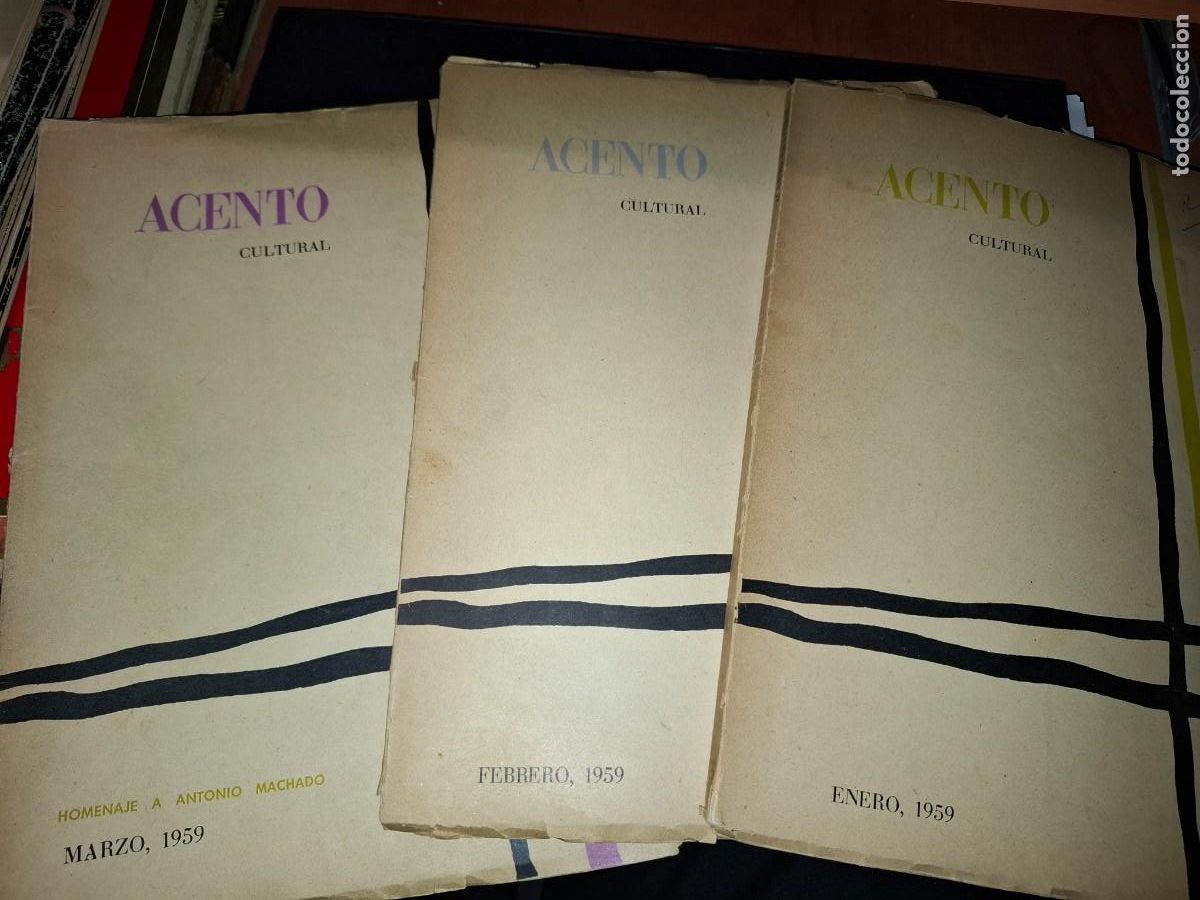 Coleccionismo de revistas y peri&oacute;dicos: Acento cultural. 1959. 3 nums. Enero, Febrero, Marzo. Homenaje a A. Machado. Gamenda, F. Mateos, Cre