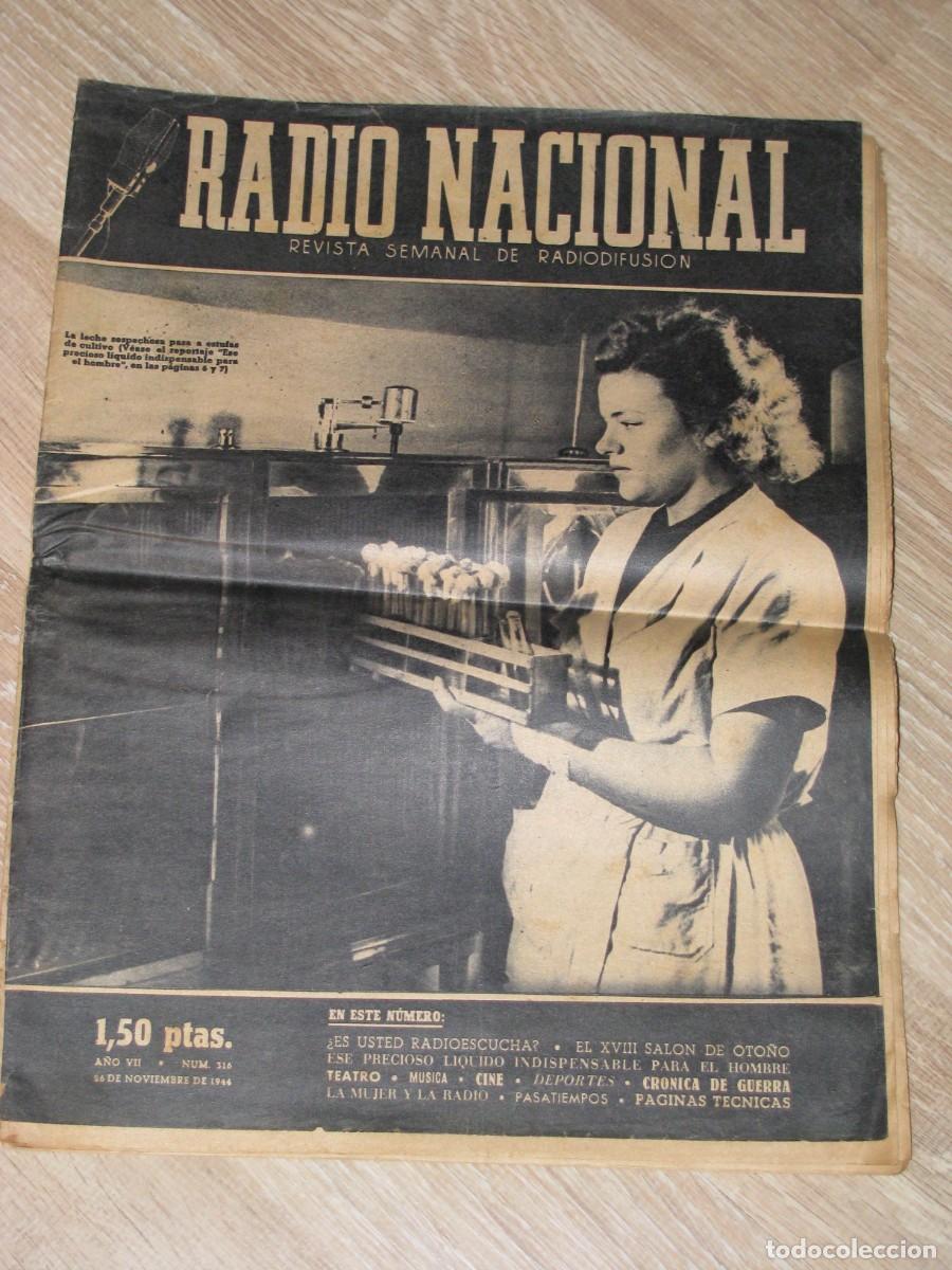 Coleccionismo de revistas y peri&oacute;dicos: REVISTA RADIO NACIONAL N&ordm; 316. 26 NOVIEMBRE 1944