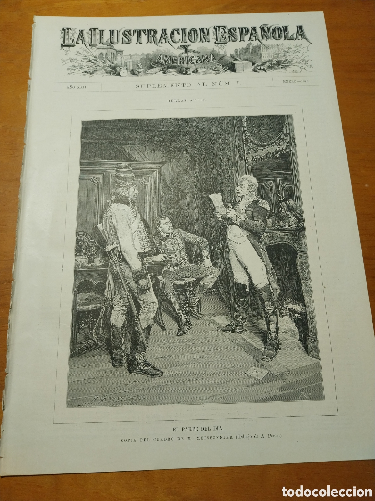 Coleccionismo de revistas y peri&oacute;dicos: LA ILUSTRACI&Oacute;N ESPA&Ntilde;OLA. SUPLEMENTO 1878 .MARCO ANTONIO ESPIRANDO EN BRAZOS DE CLEOPATRA.EL PARTE DE