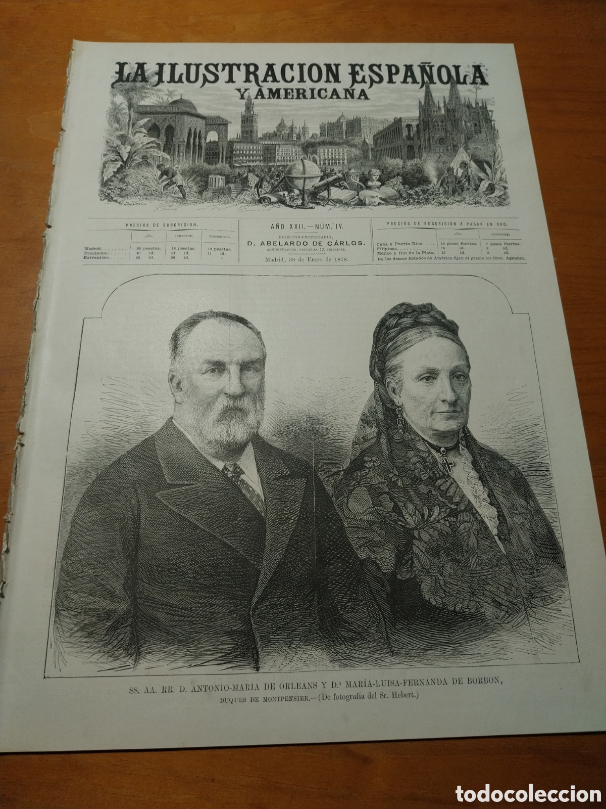 Coleccionismo de revistas y peri&oacute;dicos: REVISTA 1878 DIANA MILITAR PUERTA DEL SOL