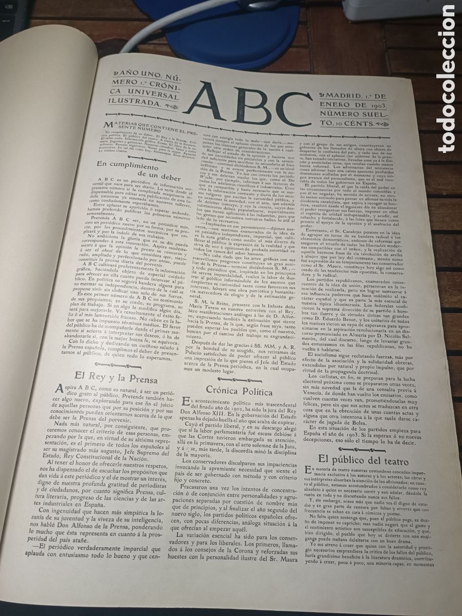 Coleccionismo de revistas y peri&oacute;dicos: Peri&oacute;dico ABC CR&Oacute;NICA BISEMANAL ILUSTRADA A&Ntilde;O UNO 1903 N 1 a 81 MON
