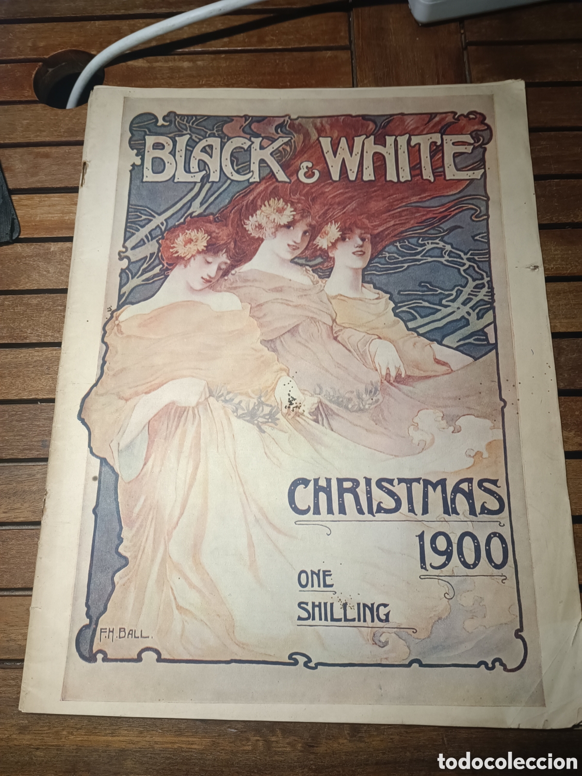 Coleccionismo de revistas y peri&oacute;dicos: black and white Christmas number 1900 revista victoriana Inglaterra portada F H Ball Mon