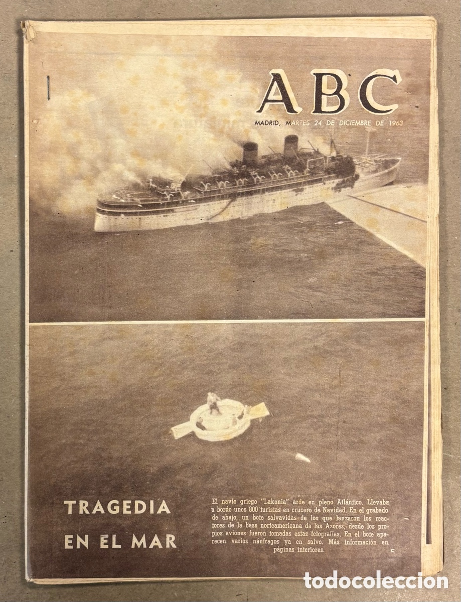 Coleccionismo de revistas y peri&oacute;dicos: ABC (24 DICIEMBRE 1963) TRAGEDIA CRUCERO GRIEGO &ldquo;LAKOKIA&rdquo;, JOS&Eacute; MAR&Iacute;A PEM&Aacute;N Y LUIS MAR&Iacute;A ANS&Oacute;N